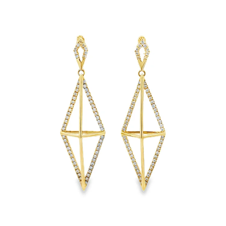 Best hoop earrings with matching bracelets for a coordinated jewelry set-Dangling 3-D Diamond Earrings, 14Kt