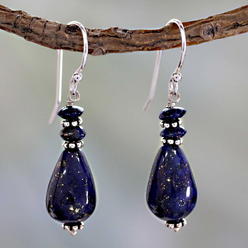 Hoop earrings with cut-out designs for a creative and lightweight effect-Delhi Dusk Lapis Lazuli Earrings