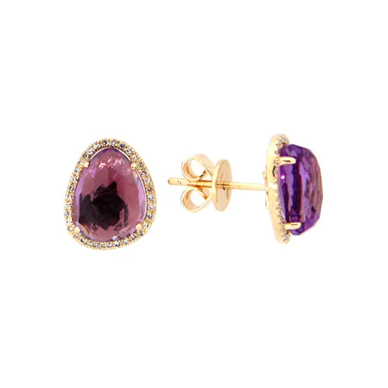 Best hoop earrings with angel wing accents for a spiritual and meaningful design-Amethyst Earrings, 14Kt