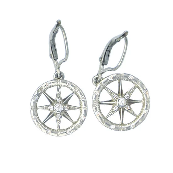 Best hoop earrings with geometric shapes for a modern and artistic appeal-Compass Rose Earrings, 14Kt