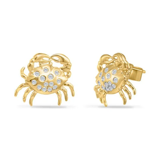 Best hoop earrings with hammered gold for a rustic yet elegant look-Crab Earrings, 14Kt