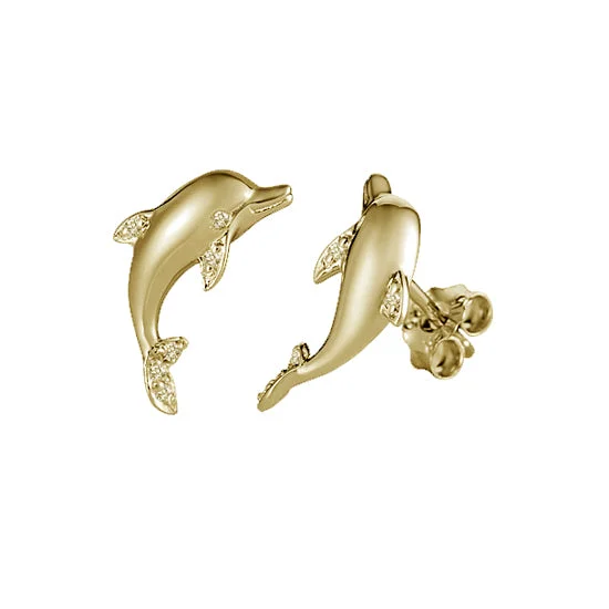 Best hoop earrings with blackened metal for an edgy and bold appearance-Dolphin Earrings, 14Kt