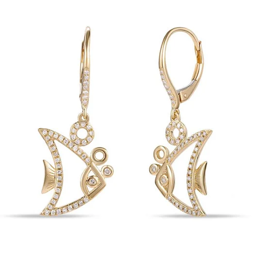 Best hoop earrings with geometric cuts for a sharp, modern appeal-Diamond Fish Earrings, 14Kt