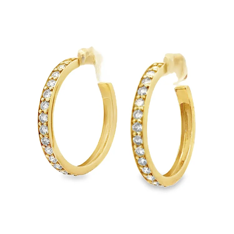 Hoop earrings with floral motifs for a feminine and nature-inspired look-Diamond Hoop Earrings - 14Kt