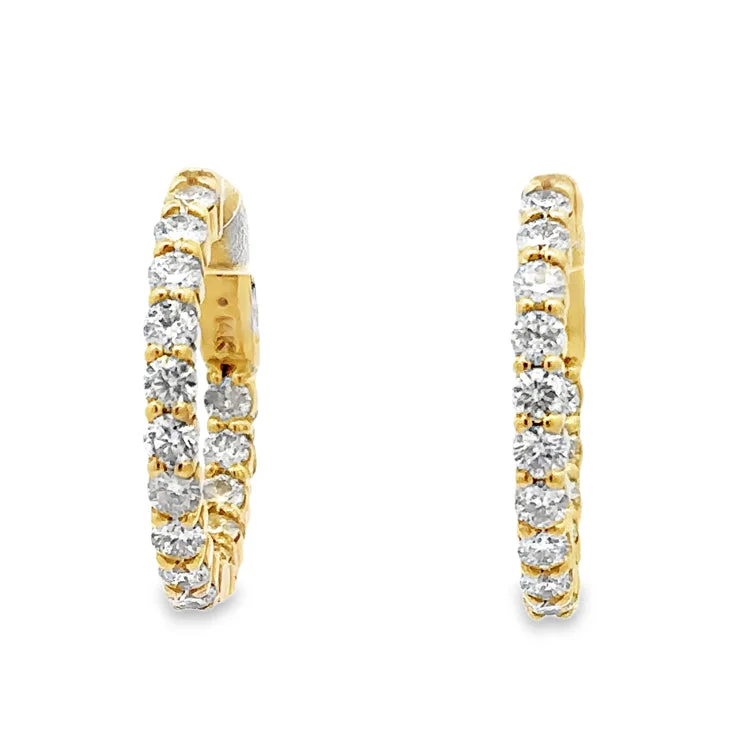 Best hoop earrings with stacked layers for a dimensional and bold look-Diamond Hoop Earrings - 14Kt