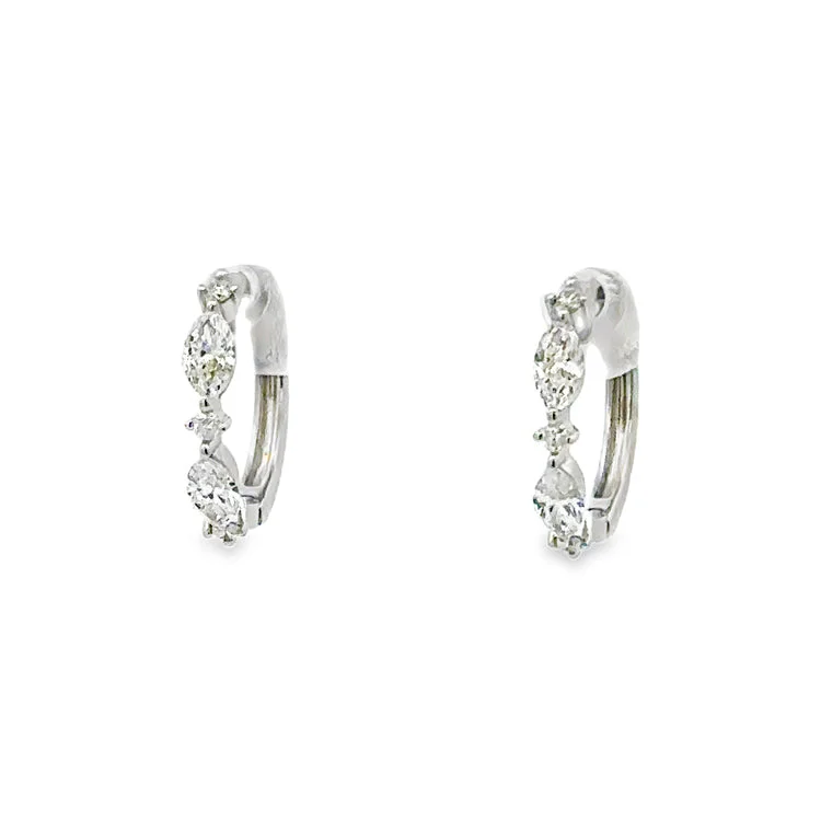 Best hoop earrings with floral designs for a feminine and delicate look-Diamond Huggie Hoop Earrings,  14Kt