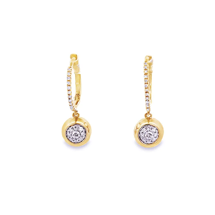 Best hoop earrings with gold-plated finishes for an affordable luxury vibe-Diamond Huggie with Dangle Drop, 14Kt