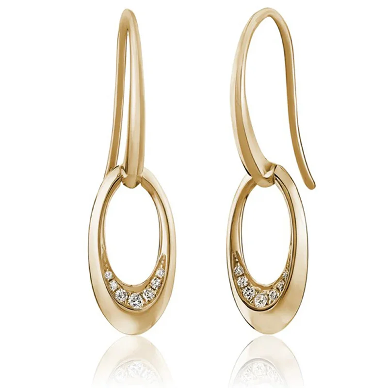 Hoop earrings with artistic filigree designs for an intricate, delicate finish-Diamond "Juniper" Earrings- Large, 14Kt