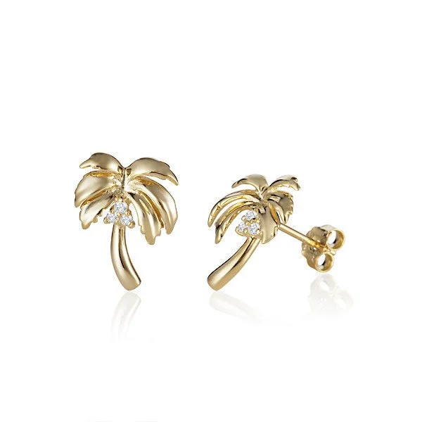 Best hoop earrings with tribal designs for a cultural and exotic aesthetic-Palm Tree Earrings, 14Kt