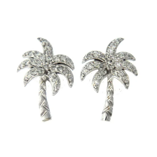 Best hoop earrings with custom engravings for a personalized and meaningful gift-Palm Tree Earrings, 14Kt