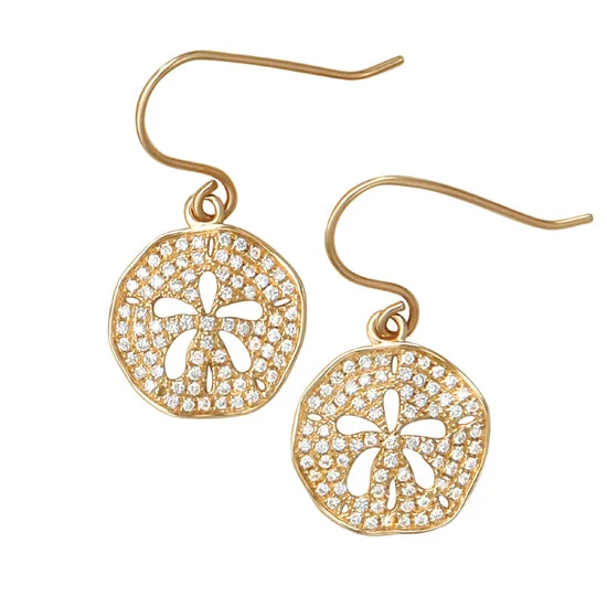 Best hoop earrings with matching bracelets for a coordinated jewelry set-Sand Dollar Earrings, 14Kt & Diamonds