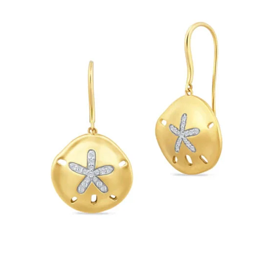 Hoop earrings with enamel stripes for a colorful and eye-catching design-Sand Dollar Earrings, 14Kt & Diamonds