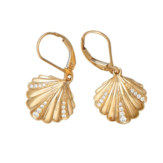 Best hoop earrings with delicate chain details for a trendy and stylish design-Diamond Scallop Earrings