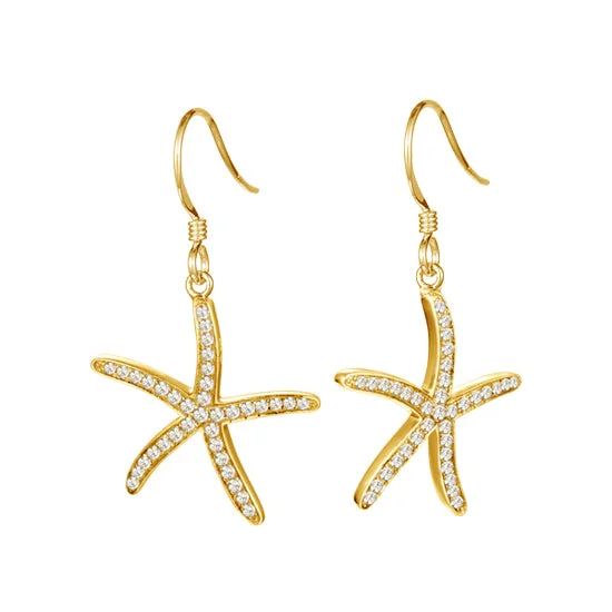 Best hoop earrings with sparkling cubic zirconia for a brilliant, budget-friendly effect-Starfish Earrings, 14Kt