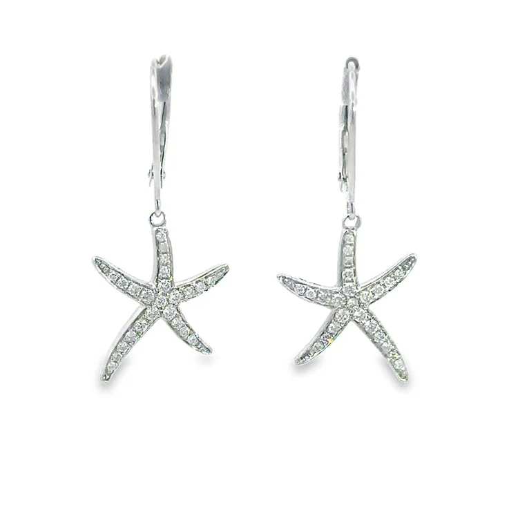 Best hoop earrings with minimalist designs for a clean and modern aesthetic-Diamond Starfish Earrings