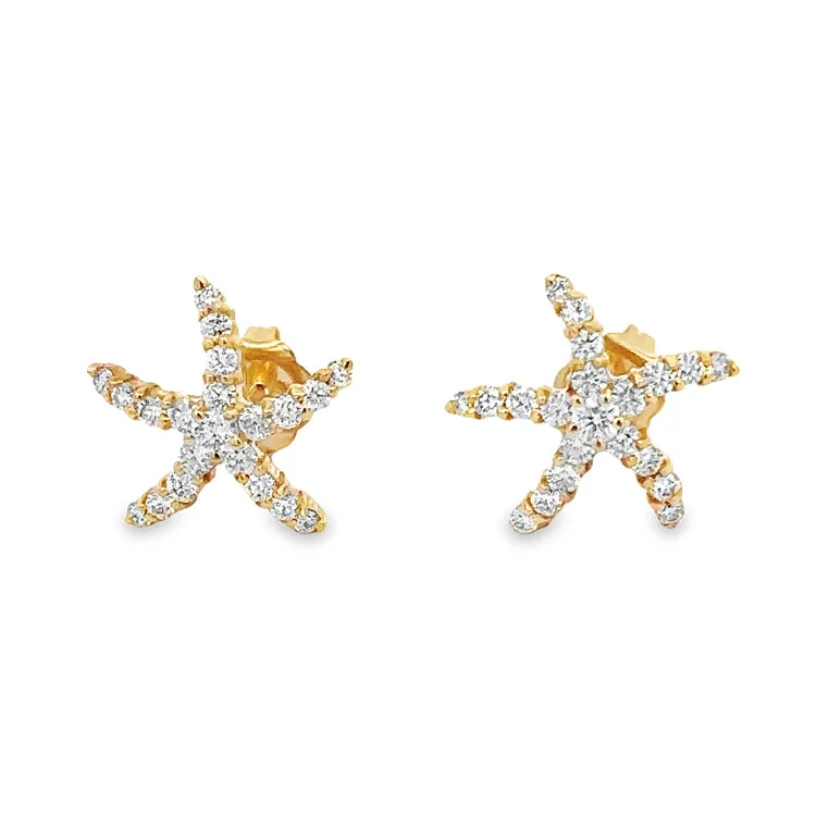 Hoop earrings with spiral designs for a dynamic and fluid look-Starfish Earrings, 14Kt