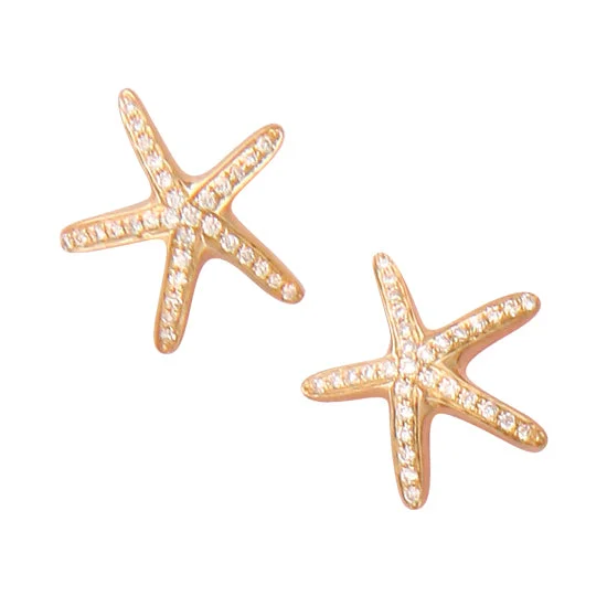 Best hoop earrings with turquoise stones for a bohemian-inspired vibe-Diamond Starfish Earrings