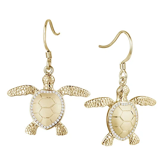 Hoop earrings with satin finishes for a smooth and elegant appearance-Turtle Earrings, 14Kt