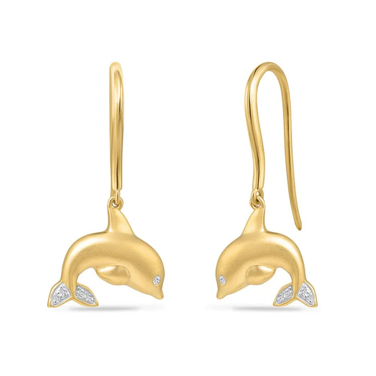 Best hoop earrings with custom engravings for a personalized and meaningful gift-Dolphin Earrings, 14Kt