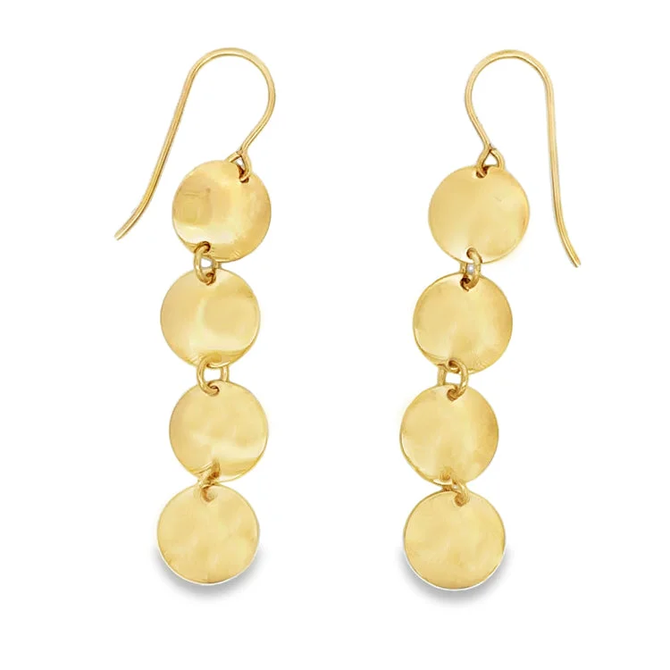 Hoop earrings with removable pendants for a versatile and customizable accessory-Domed Discs Dangle Earrings, 14Kt,