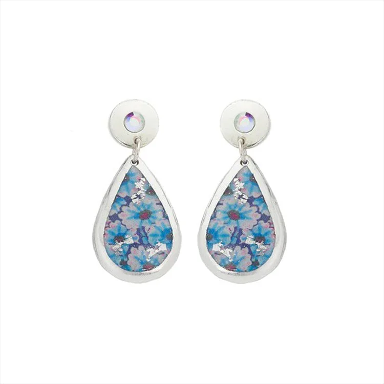 Hoop earrings with colorful beads for a fun and playful vibe-Earrings by Evocateur "Periwinkle" Teardrop