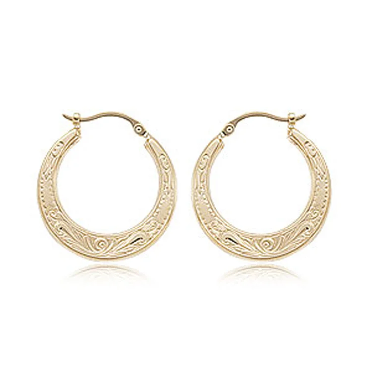 Best hoop earrings with vintage rhinestone embellishments for a retro-glam effect-Flat Hoop Earrings, 14Kt