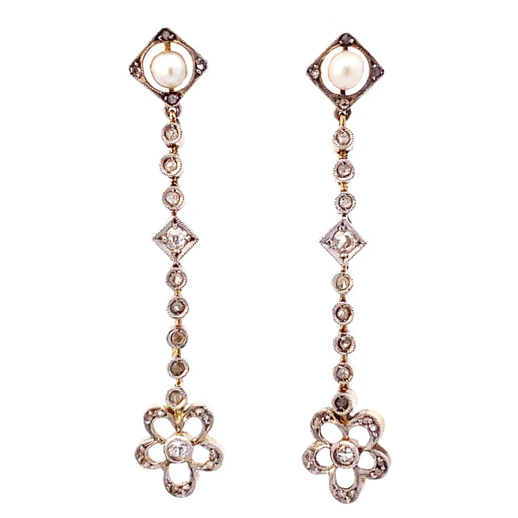 Best hoop earrings with detachable studs for a versatile and adjustable accessory-Estate Edwardian Earrings, Platinum & 18Kt