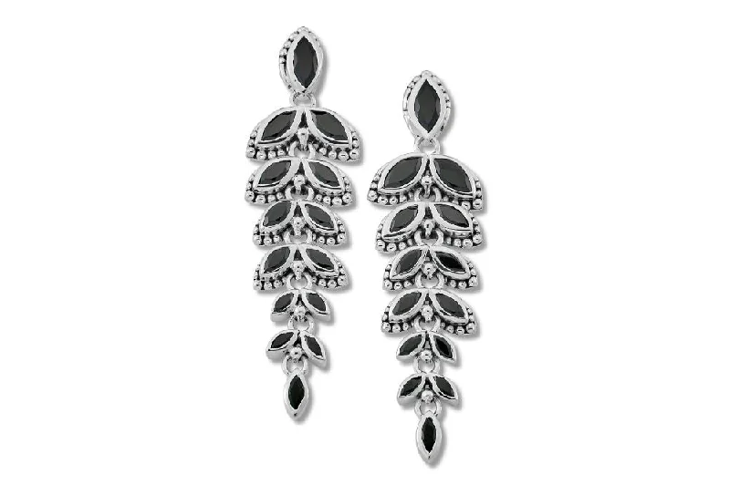 Hoop earrings with intricate designs for a unique and artistic appearance-Evening Flight Earrings- Black Spinel