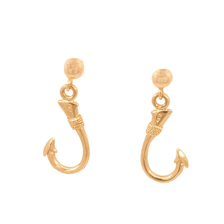 Best hoop earrings with snake-inspired designs for an edgy and fierce vibe-Fish Hook Earrings, 14Kt