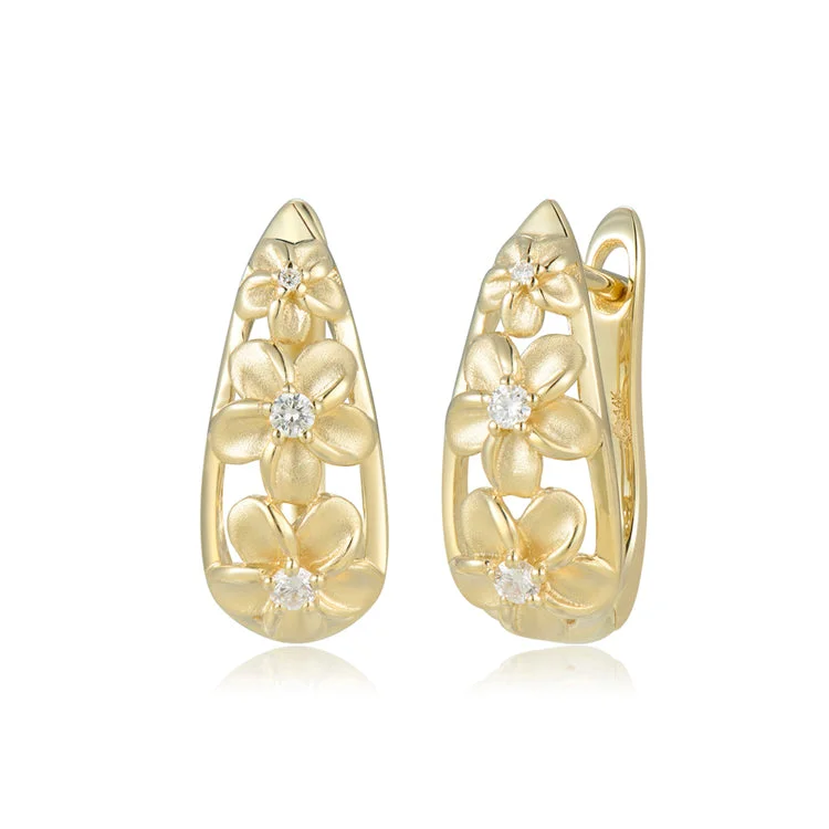 Hoop earrings with infinity loop designs for a continuous and eternal shape-Flower Earrings, 14Kt