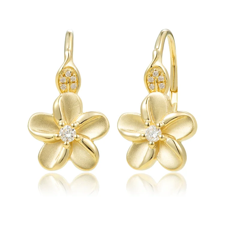 Best hoop earrings with matte finish for a sophisticated, understated design-Flower Earrings, 14Kt