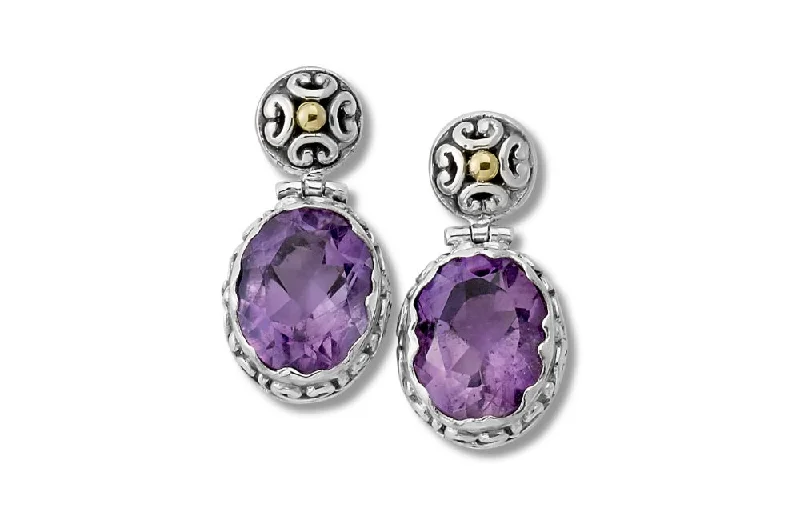 Hoop earrings with leather accents for a sleek and bold combination-Gagak Earrings- Amethyst