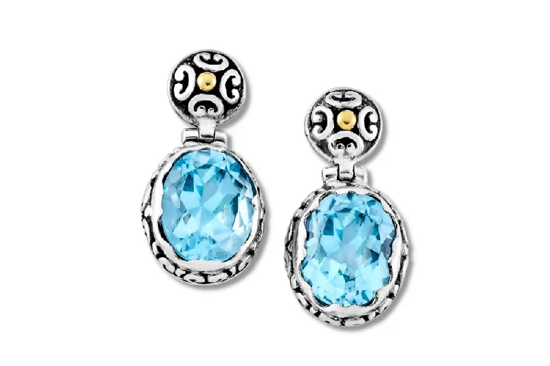 Best hoop earrings with geometric cuts for a sharp, modern appeal-Gagak Earrings- Blue Topaz