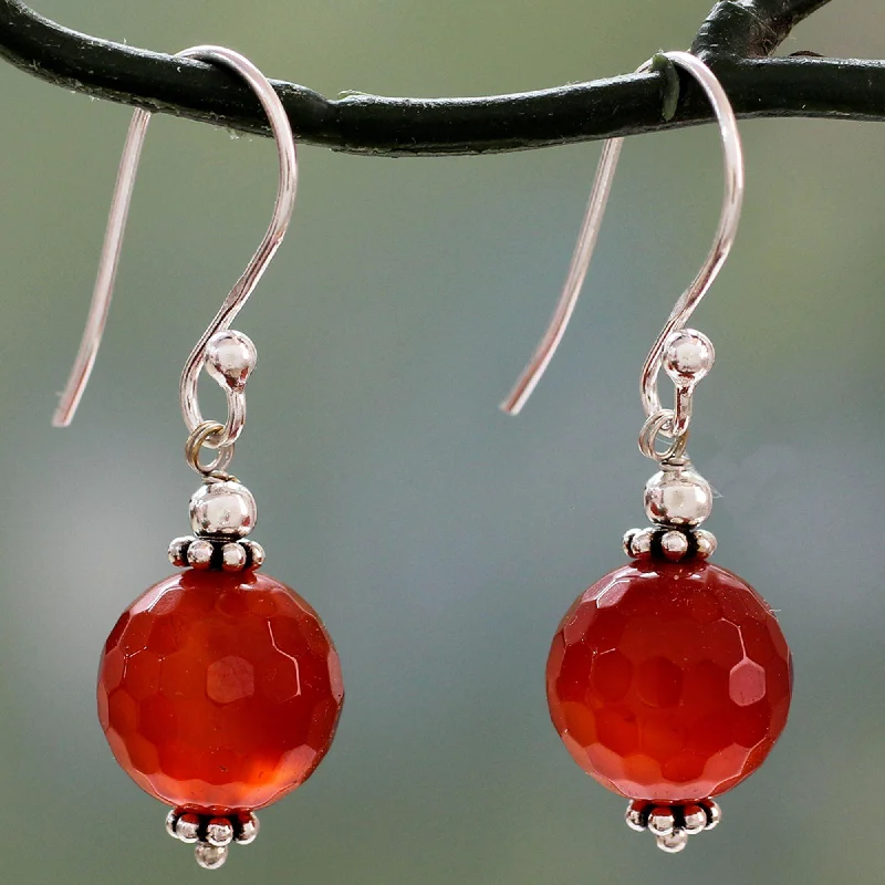 Hoop earrings with diamond-cut surfaces for added sparkle and shine-Glorious Sunset Carnelian & Sterling Silver Earrings