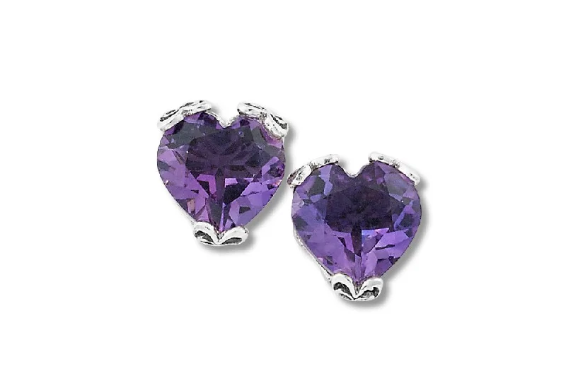 Stylish hoop earrings with diamond accents for an elegant and sparkling effect-Glow Heart Earrings- Amethyst