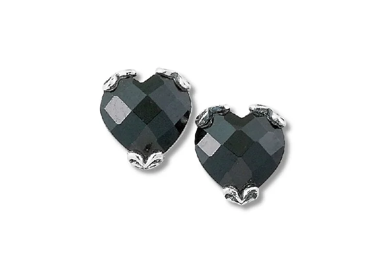 Best hoop earrings with matte finish for a sophisticated, understated design-Glow Heart Earrings- Black Spinel