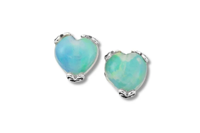 Hoop earrings with luxe velvet finishes for a rich and luxurious touch-Glow Heart Earrings- Opal