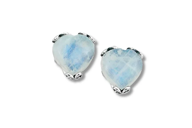 Hoop earrings with rhinestone-studded rims for a glamorous touch-Glow Heart Earrings- Rainbow Moonstone