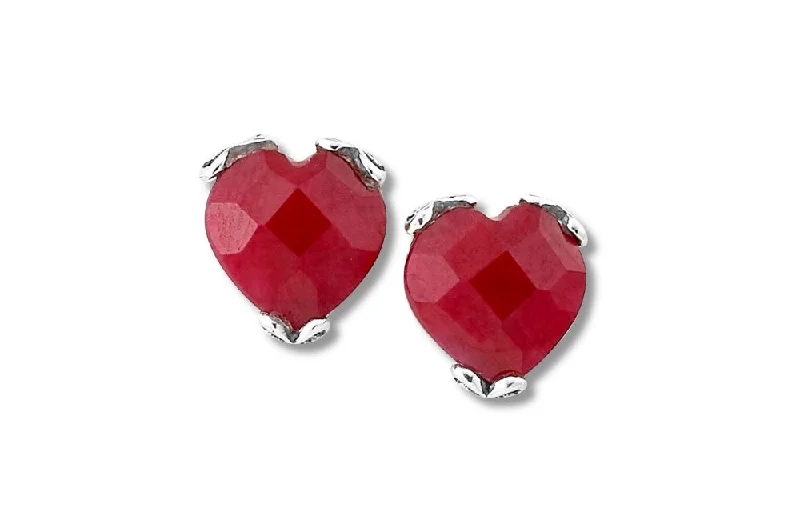 Hoop earrings with faceted crystals for added sparkle and shine-Glow Heart Earrings- Ruby