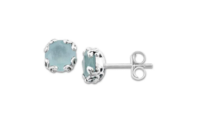 Best hoop earrings with floral designs for a feminine and delicate look-Glow Studs- Aquamarine