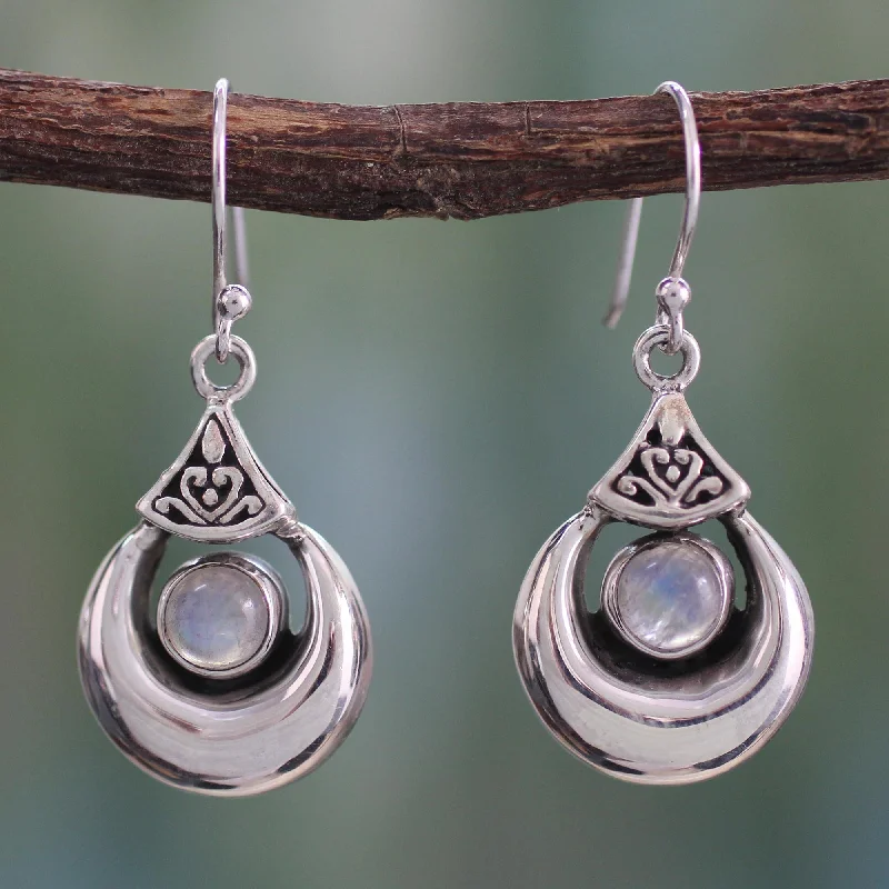 Best hoop earrings with satin ribbons for a soft, feminine appearance-Goddess Fortunes Rainbow Moonstone Earrings