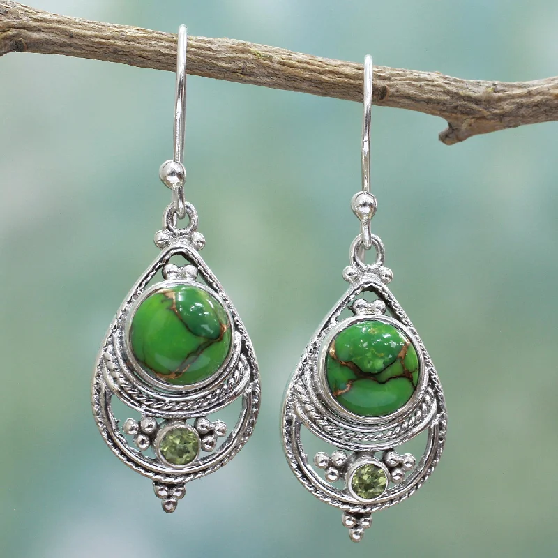 Best hoop earrings with twisted rope designs for a nautical-inspired style-Green Elegance Dangle Earrings