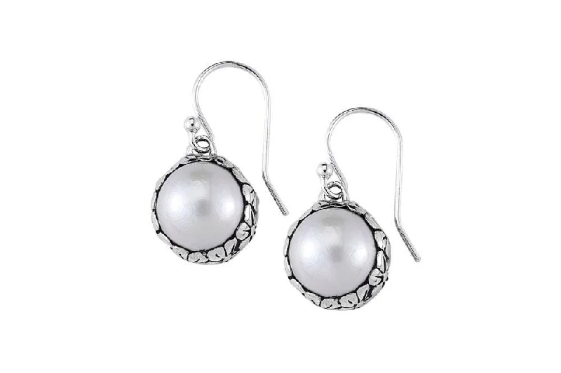 Best hoop earrings with angel wing accents for a spiritual and meaningful design-Gunung Earrings- White Mabe Pearl