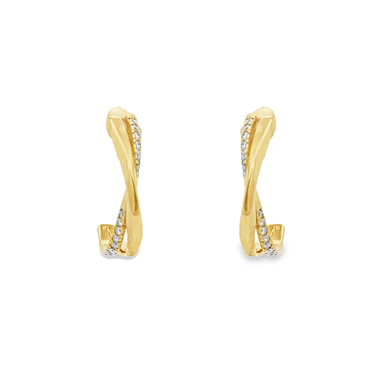 Large hoop earrings for a bold and statement-making fashion accessory-Half Hoop Post Earring, 14Kt & Diamonds