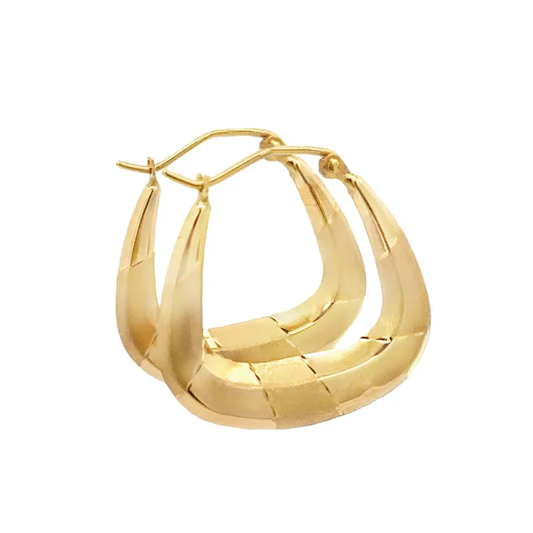 Hoop earrings with textured finishes for a vintage and classic style-Hoop Earrings, 14Kt