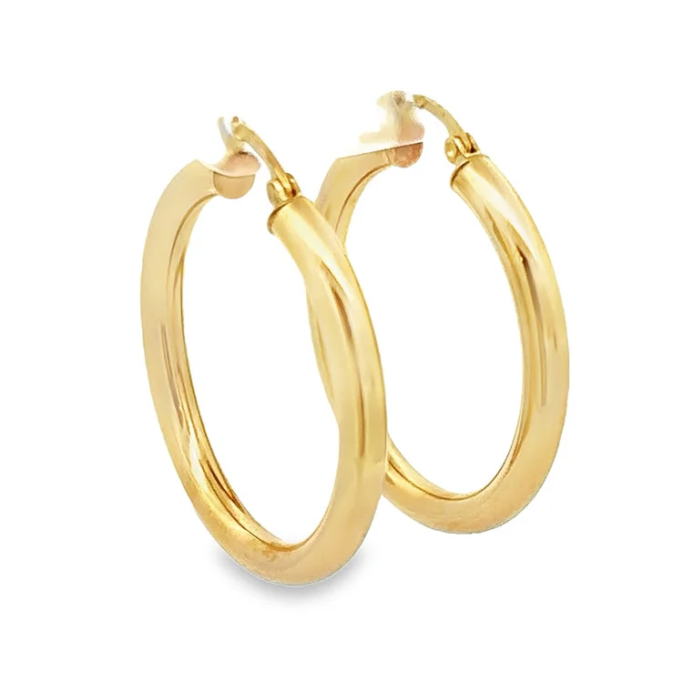 Hoop earrings with pearl accents for a chic and classic style-Hoop Earrings, 14Kt