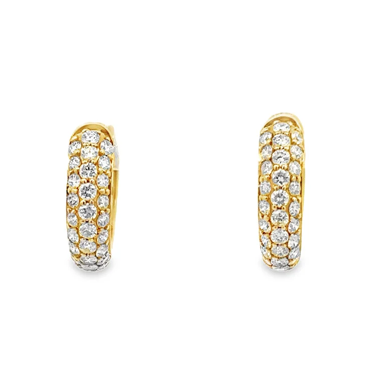 Hoop earrings with oversized designs for a bold, fashion-forward statement-Hoop Earrings, 14Kt & Diamonds