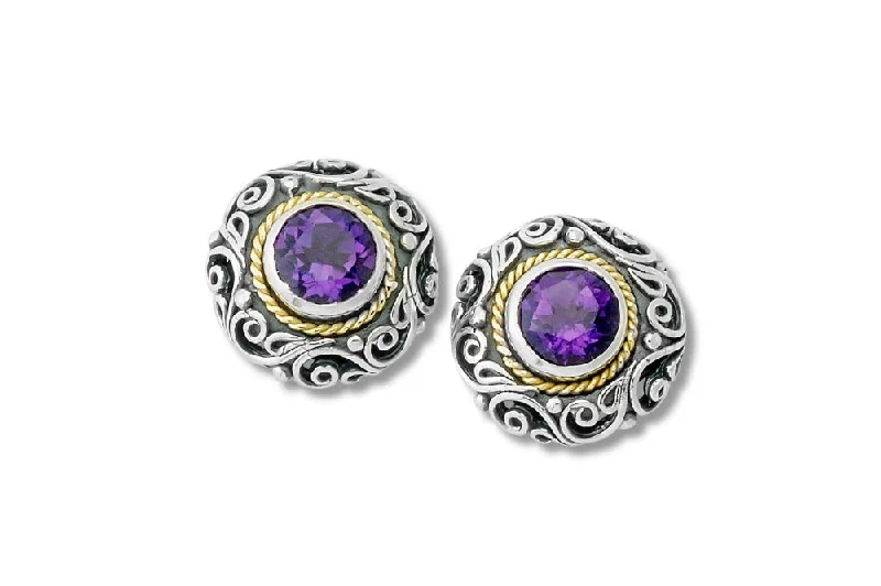 Hoop earrings with heart-shaped frames for a romantic and feminine look-Imun Earrings- Amethyst