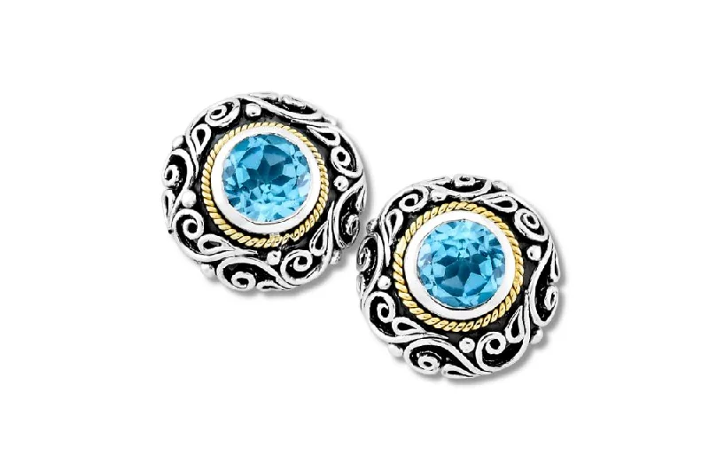 Best hoop earrings with vintage coins for a retro, antique-inspired style-Imun Earrings- Blue Topaz