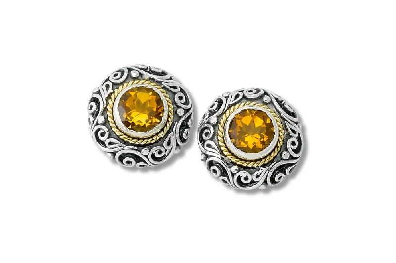 Hoop earrings with multi-tone finishes for a colorful and layered effect-Imun Earrings- Citrine